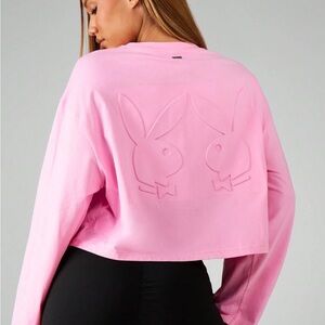 PLAYBOY Women's Vibrant Pink Long Sleeve Tee